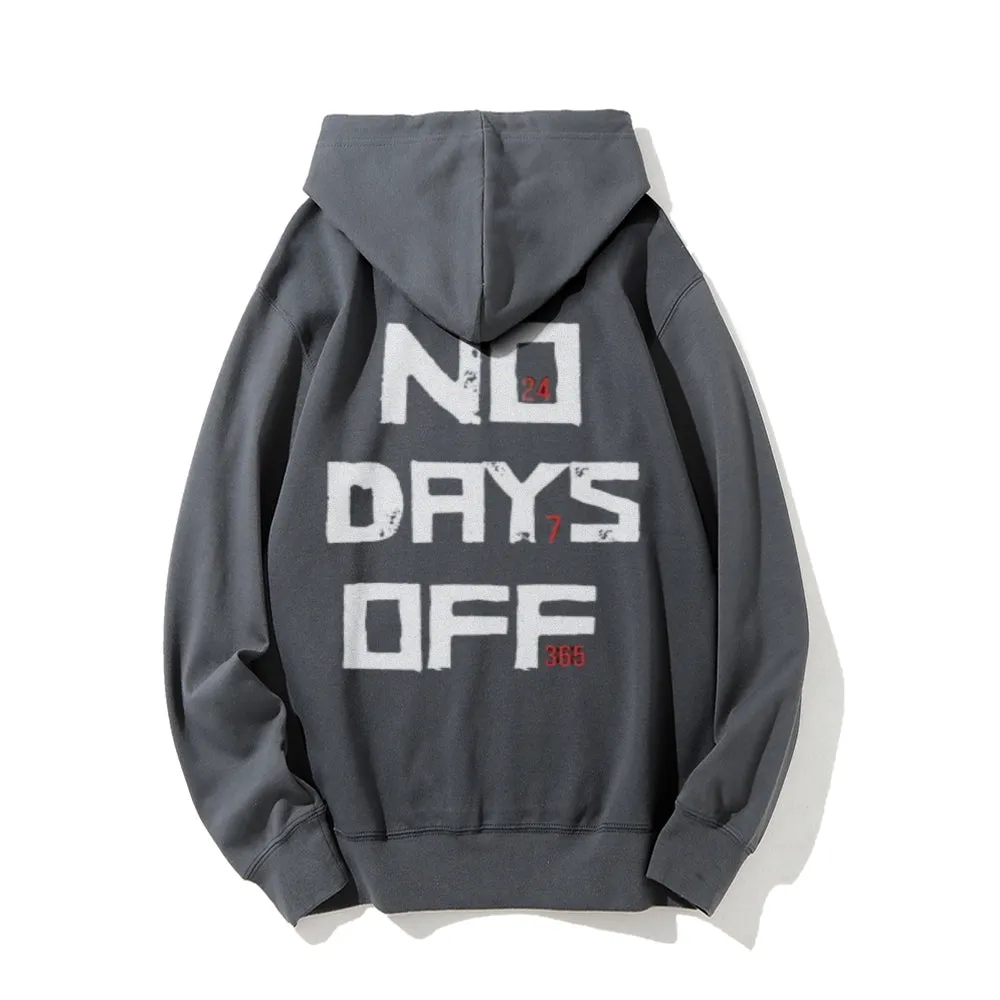 No Day Off Funny Letter Graphic Pullover With Kangaroo Pocket Hoodies