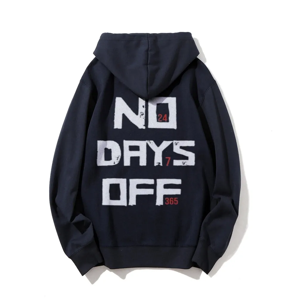 No Day Off Funny Letter Graphic Pullover With Kangaroo Pocket Hoodies