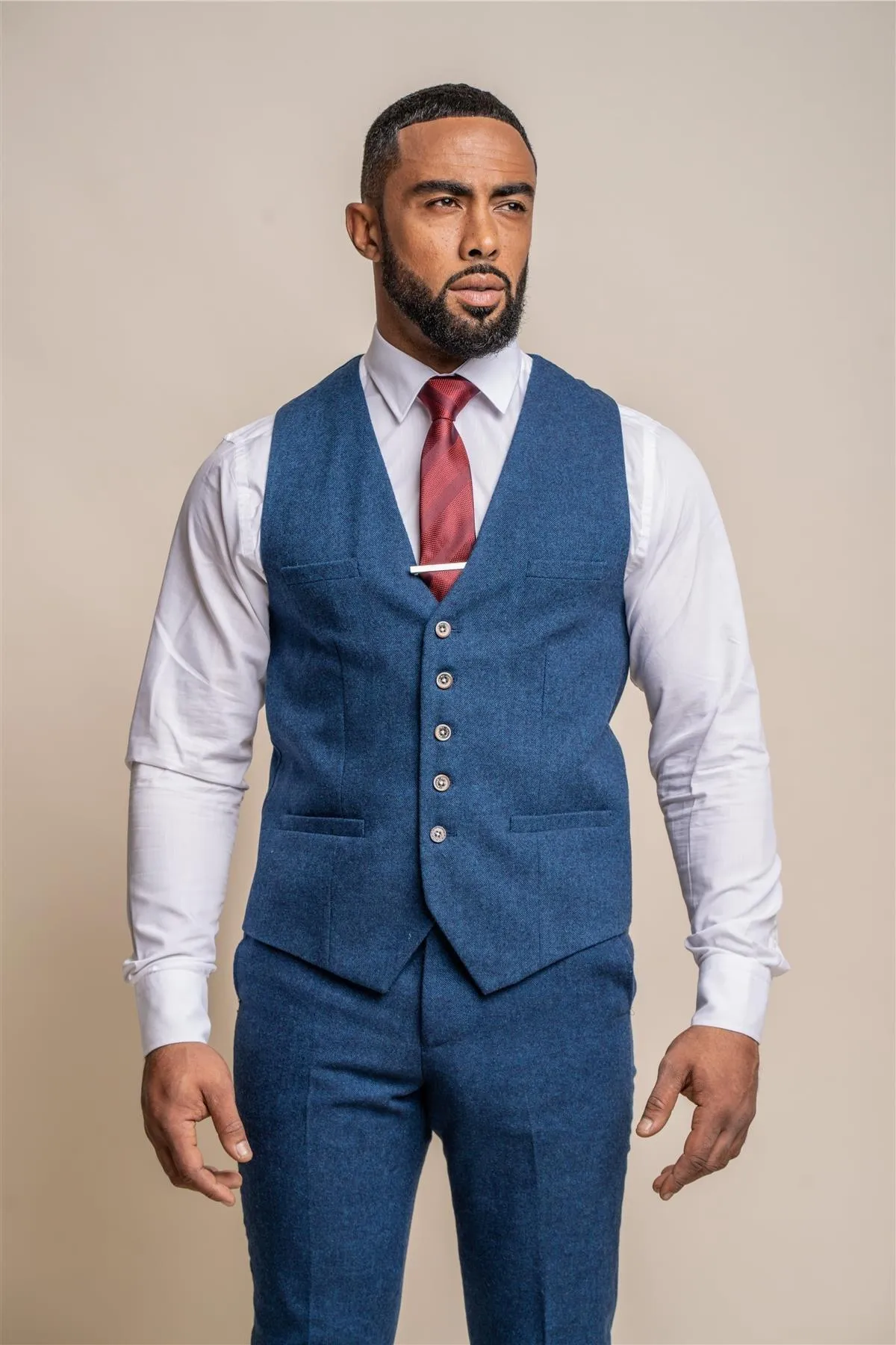 Orson Blue Tweed Slim Fit Three Piece Suit