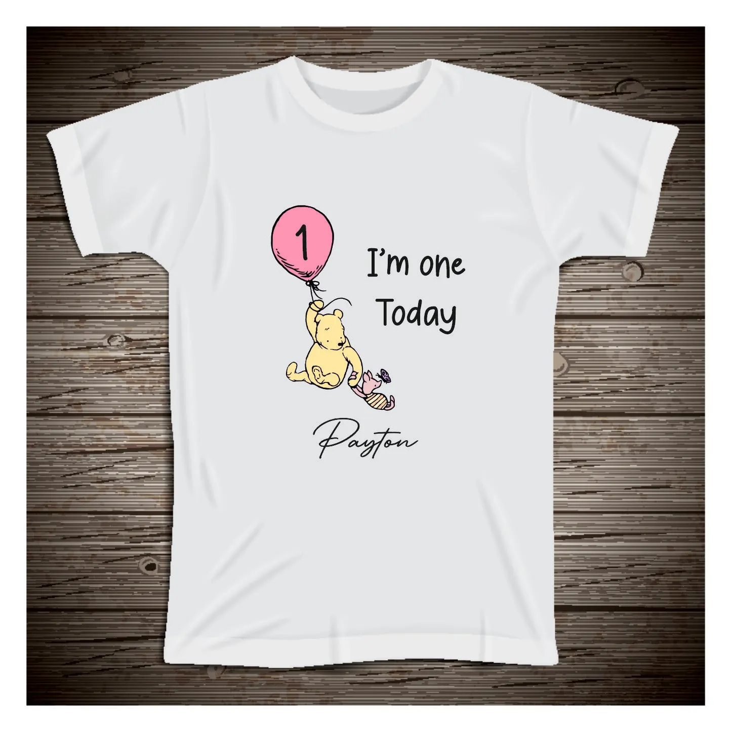 Personalised Winnie the Pooh 1st or 2nd Birthday T-shirt Little Boy, Little Girl Baby First Birthday - One Today