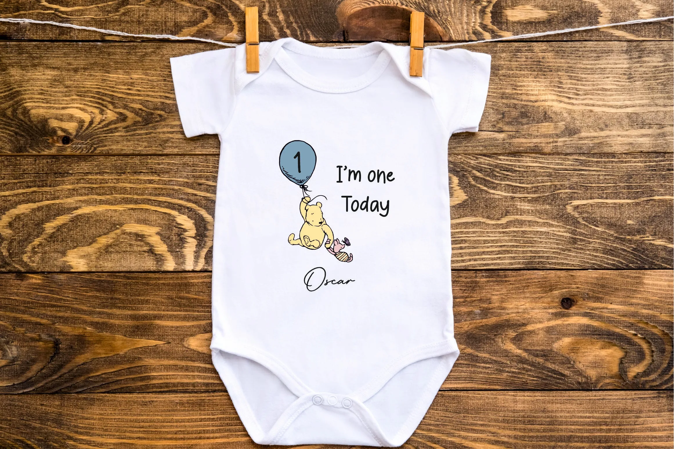 Personalised Winnie the Pooh 1st or 2nd Birthday T-shirt Little Boy, Little Girl Baby First Birthday - One Today