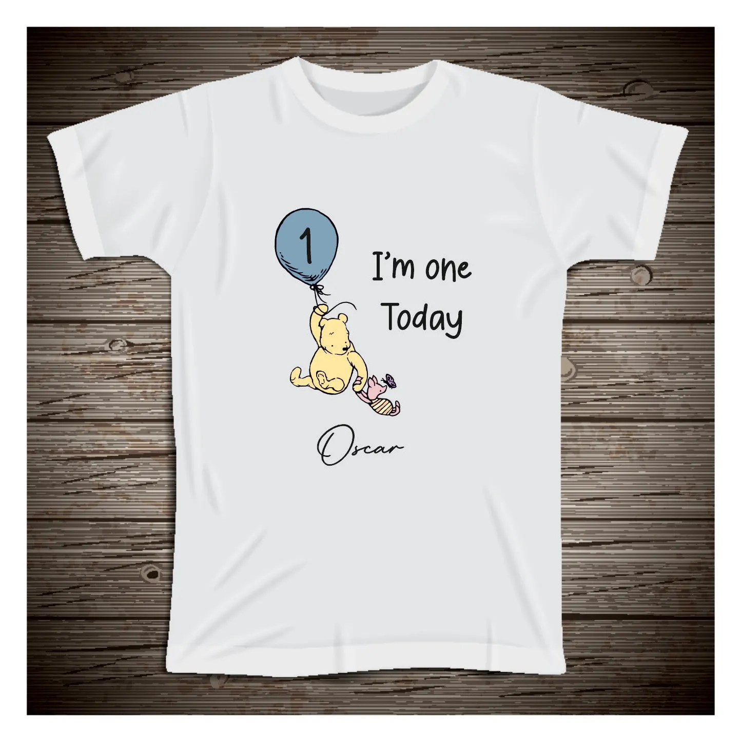 Personalised Winnie the Pooh 1st or 2nd Birthday T-shirt Little Boy, Little Girl Baby First Birthday - One Today