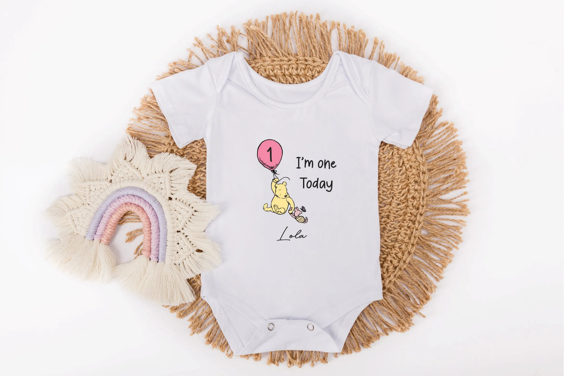 Personalised Winnie the Pooh 1st or 2nd Birthday T-shirt Little Boy, Little Girl Baby First Birthday - One Today