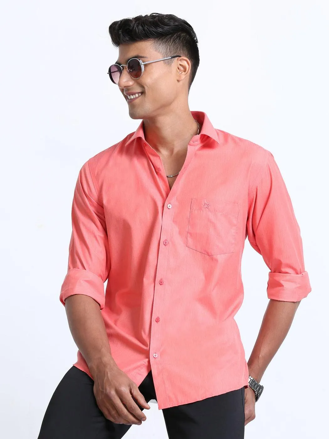 Premium Cotton Salmon Colour Shirt Full Sleeve