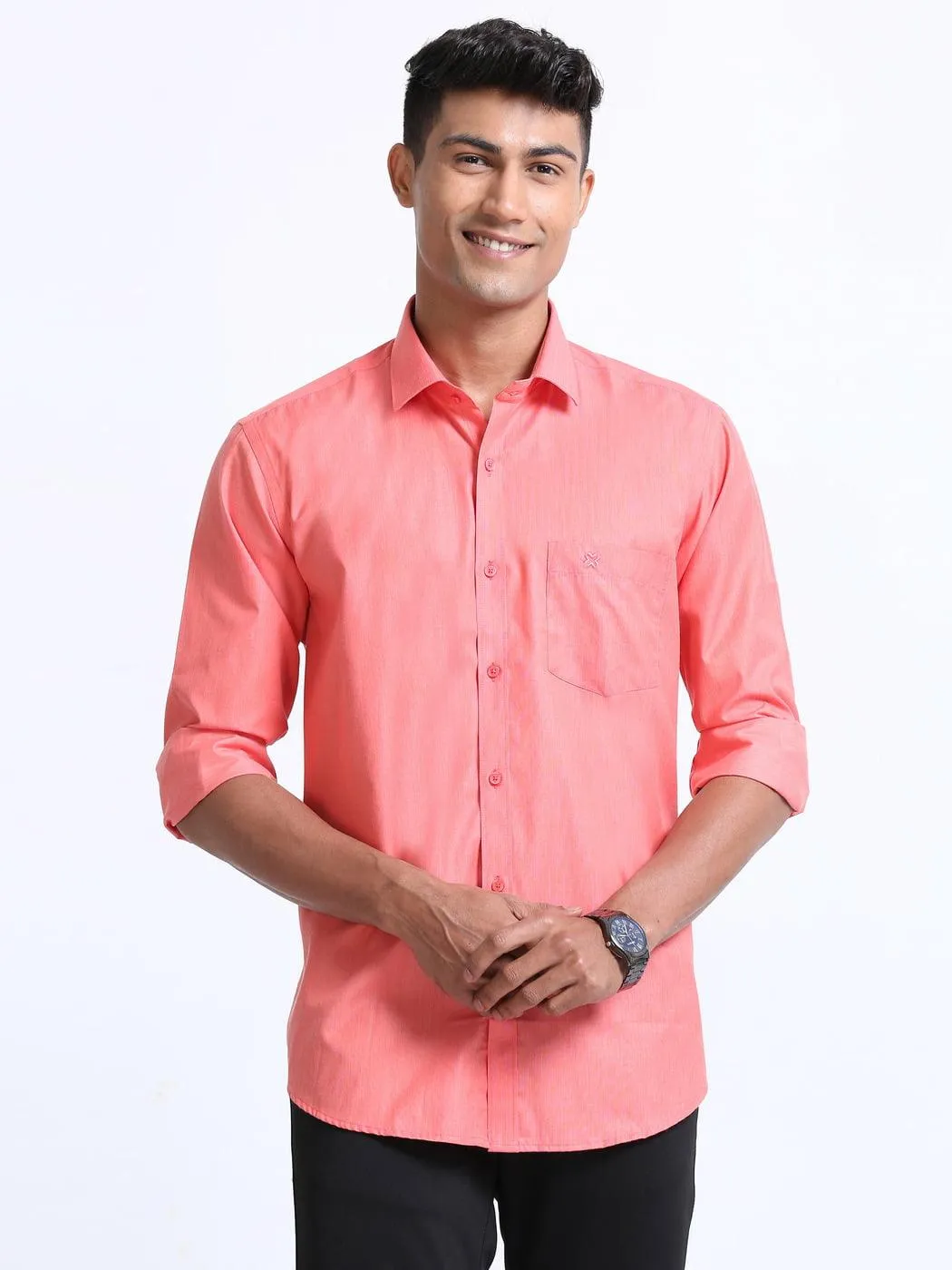 Premium Cotton Salmon Colour Shirt Full Sleeve