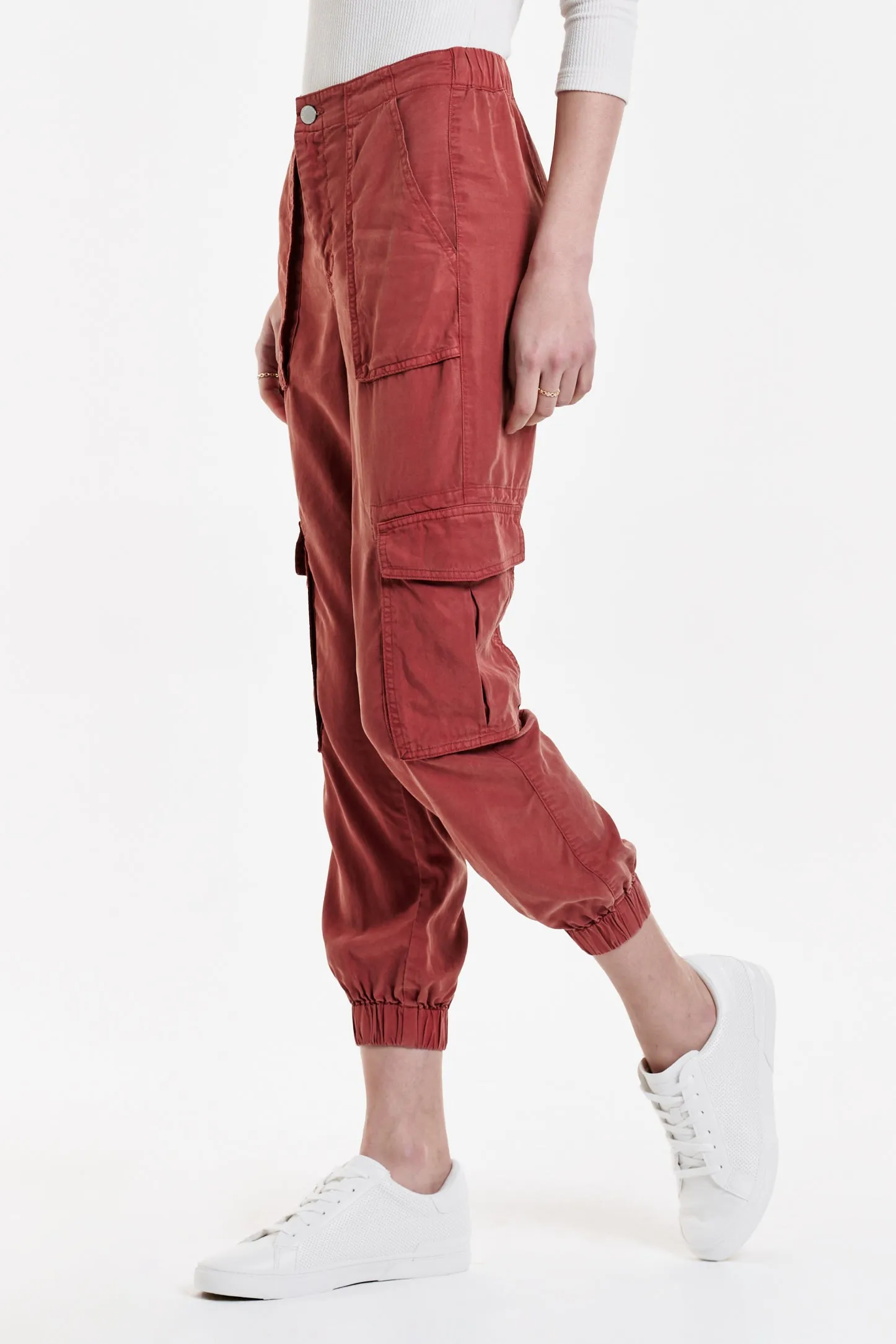 SANDY SUPER HIGH RISE ANKLE TROUSER PANTS POTTERS CLAY