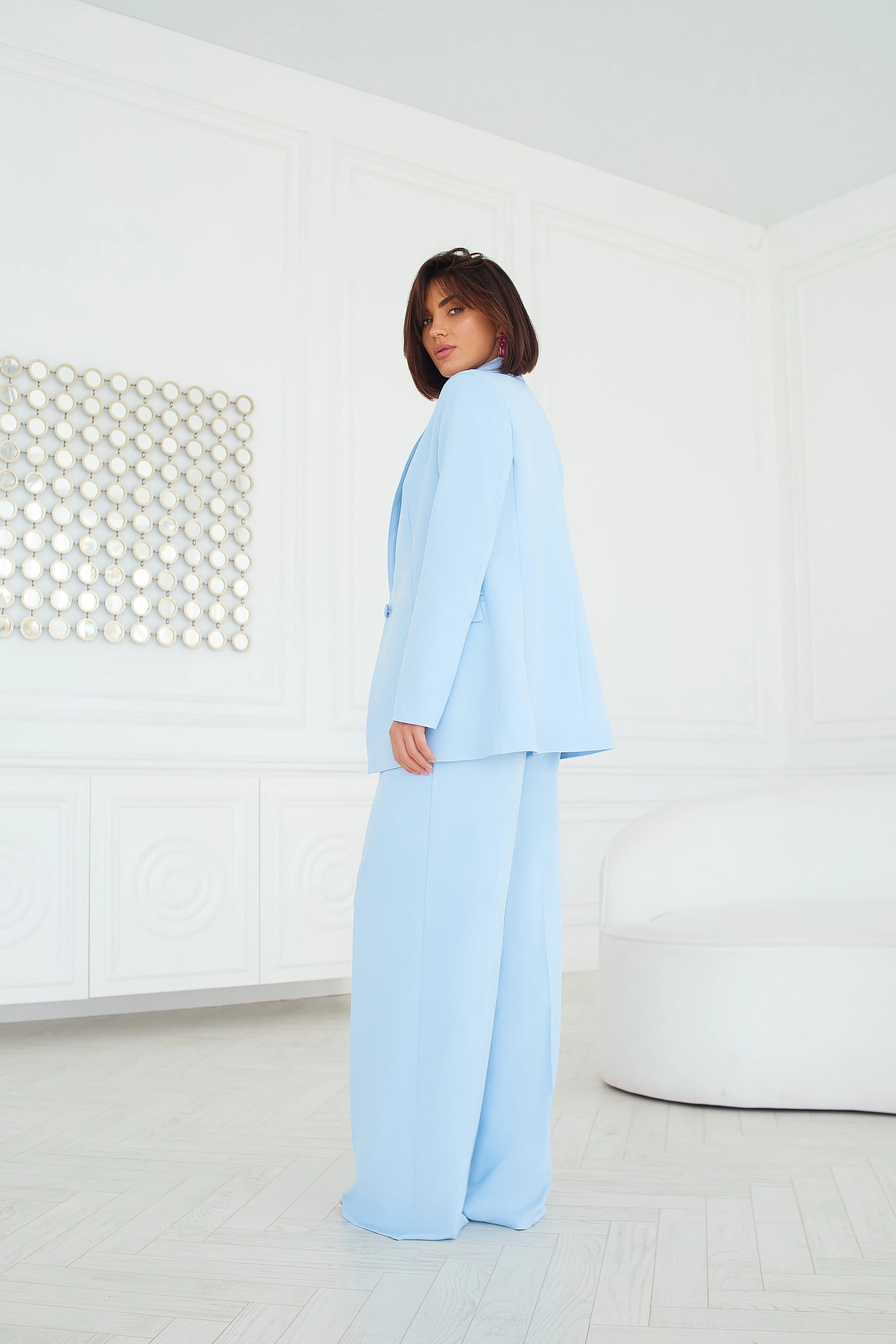 Sky-Blue Oversized 3-Piece Suit