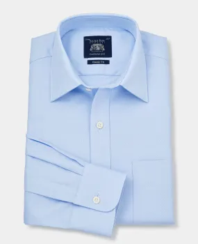 Sky Blue Textured Classic Fit Shirt w/ Windsor Collar - Single or Double Cuff