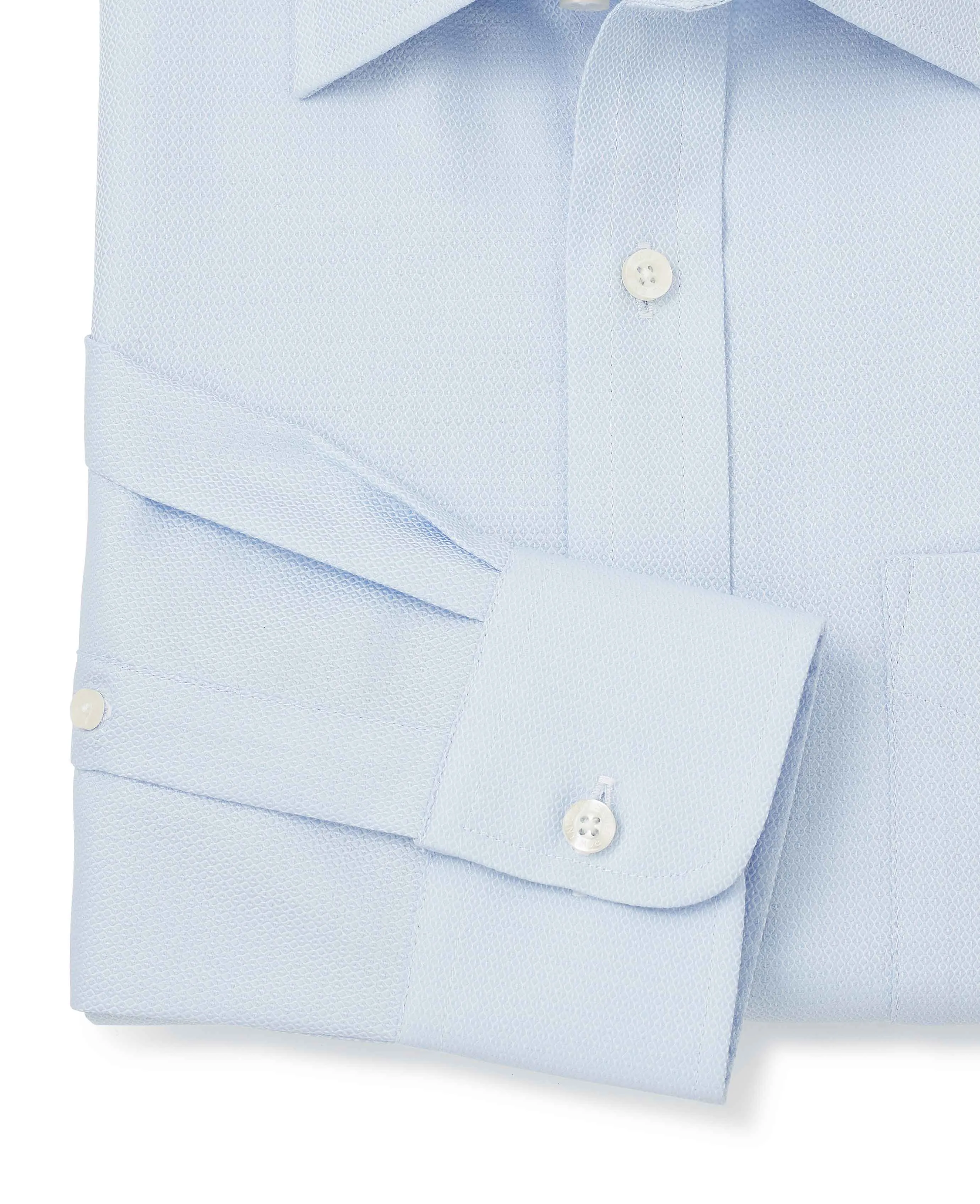 Sky Blue Textured Classic Fit Shirt w/ Windsor Collar - Single or Double Cuff