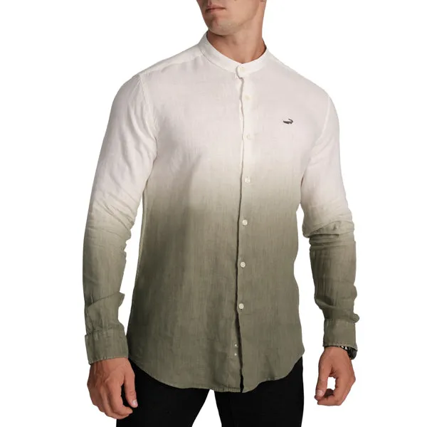 Slim Fit Shirt with Mandarin Collar-Bleached Sand