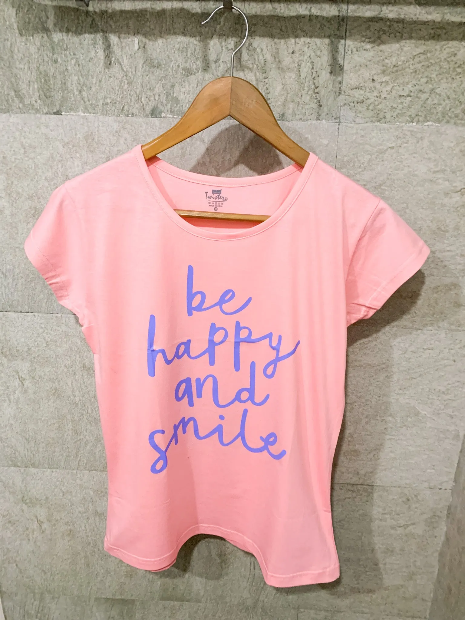 Smile Baby Pink Printed Tees