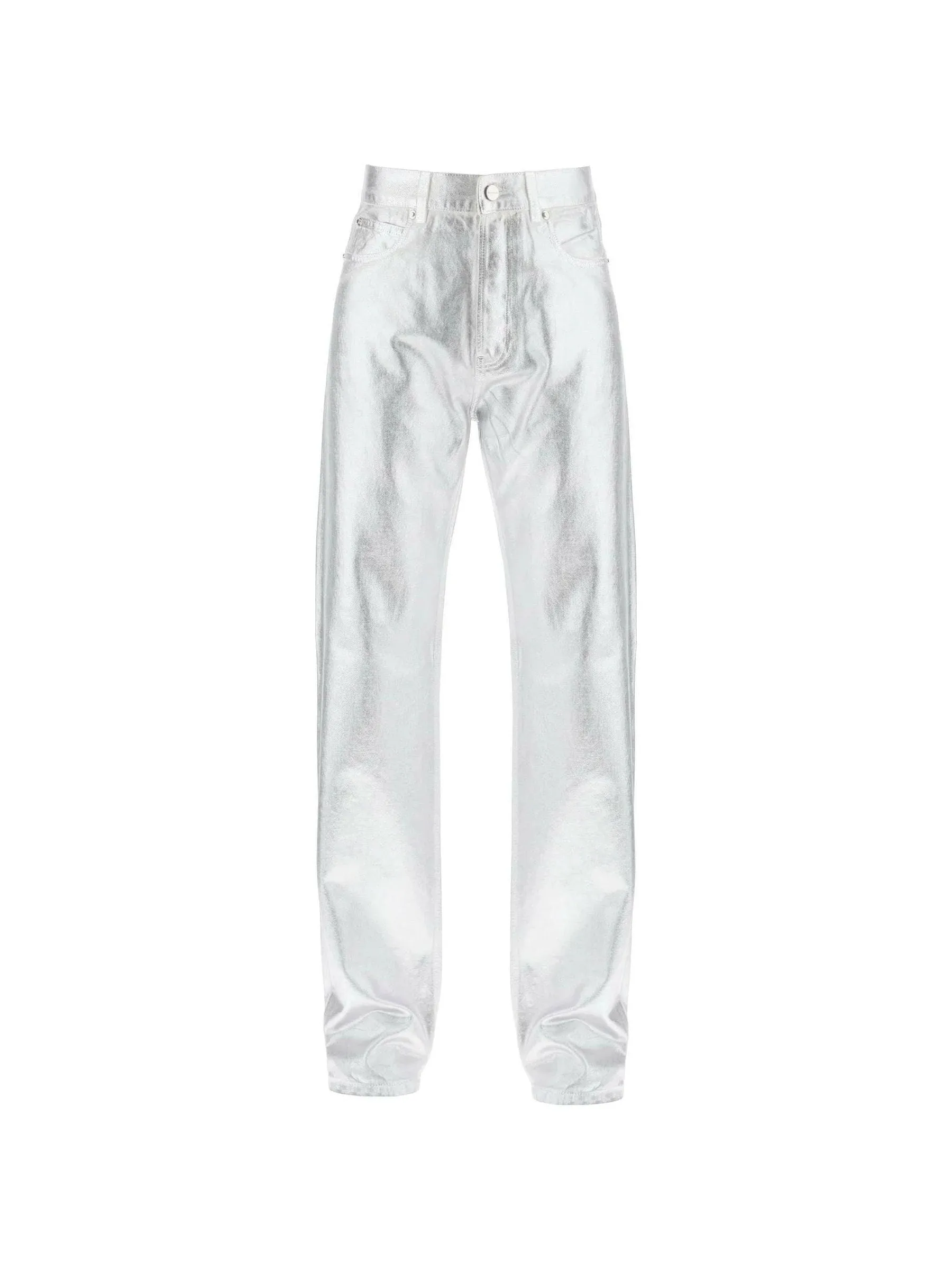 Straight Leg Metallic Jeans