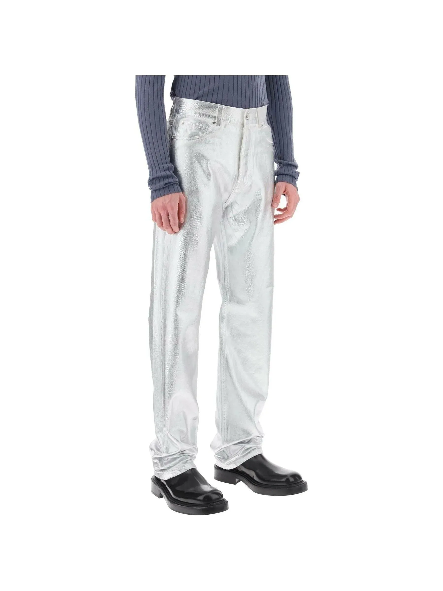 Straight Leg Metallic Jeans