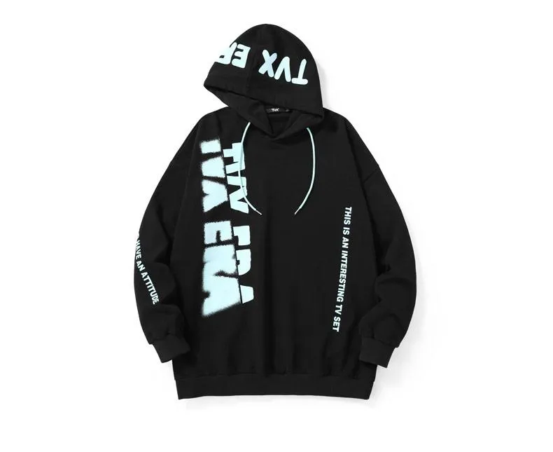 Street Spray Letter Print Loose Hoodies