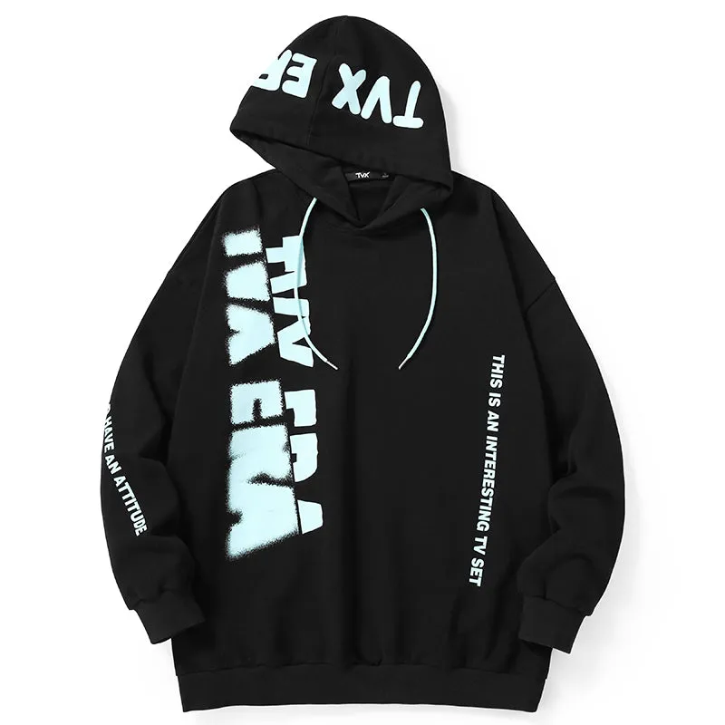 Street Spray Letter Print Loose Hoodies