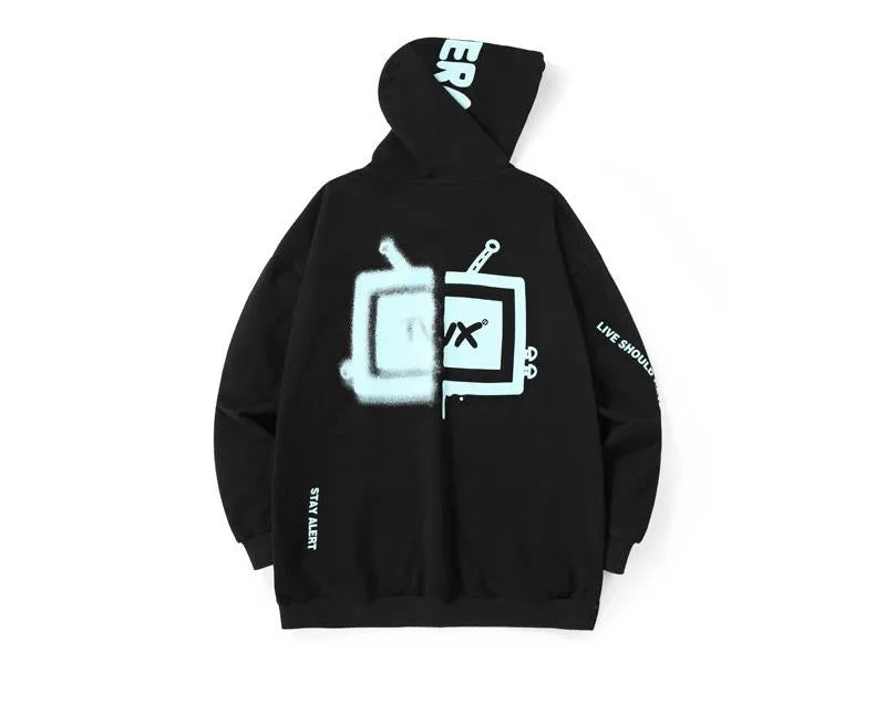 Street Spray Letter Print Loose Hoodies