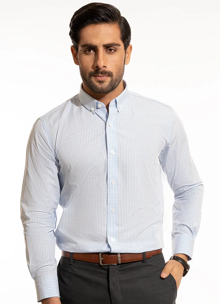 Supernova Silver - Light Blue Checks Formal Shirt