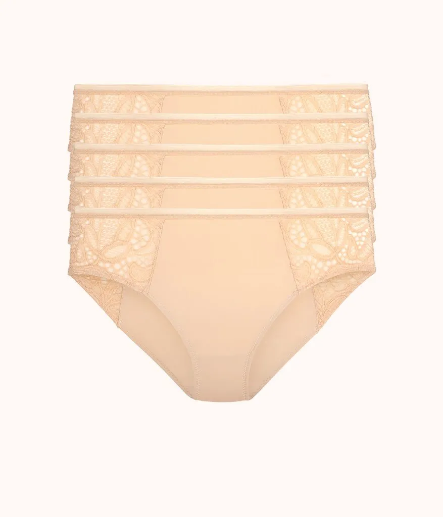 The Lace High Waist Bikini 5-Pack: Toasted Almond