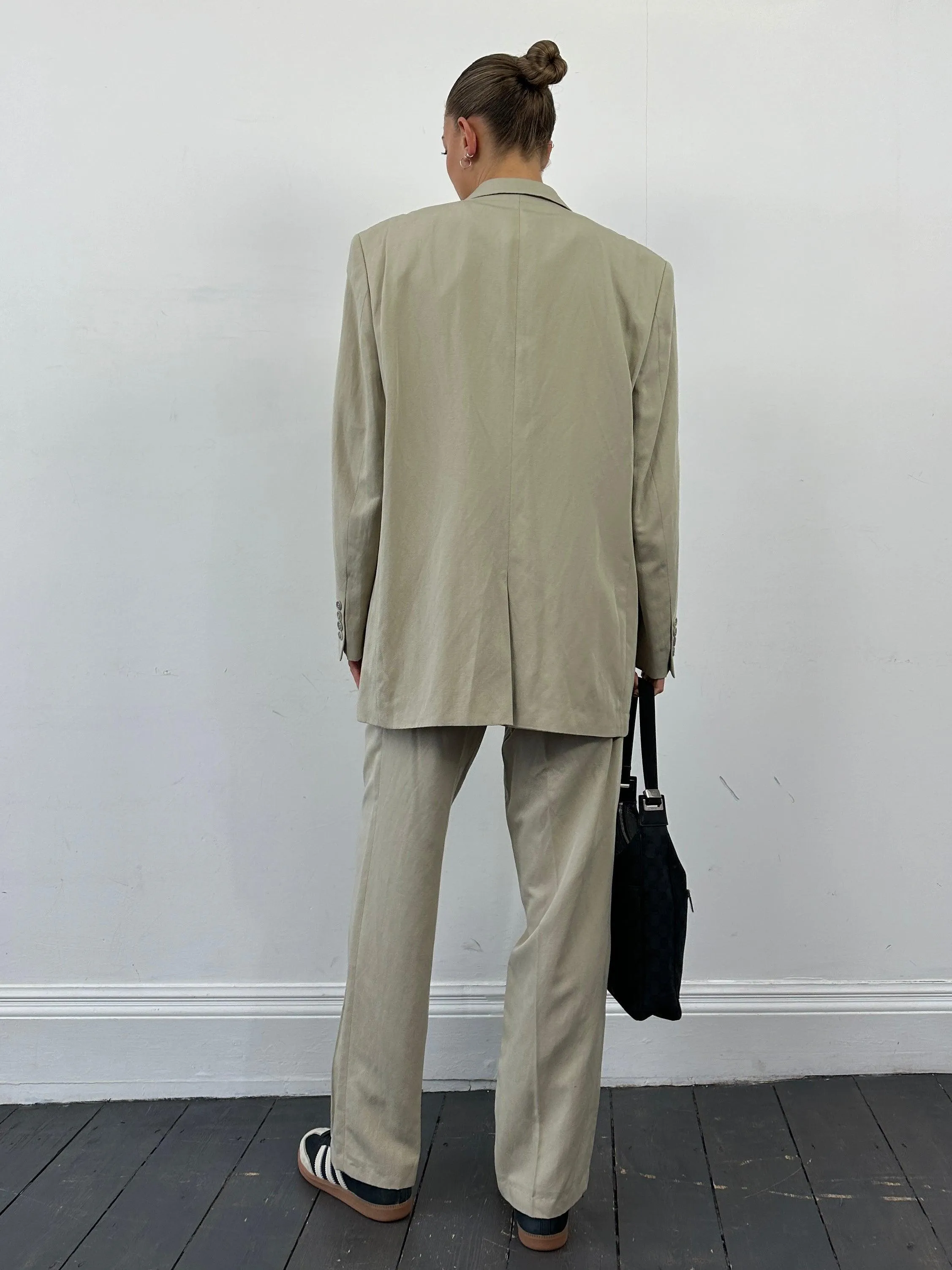 Vintage Linen Blend Single Breasted Suit - 42R/W34