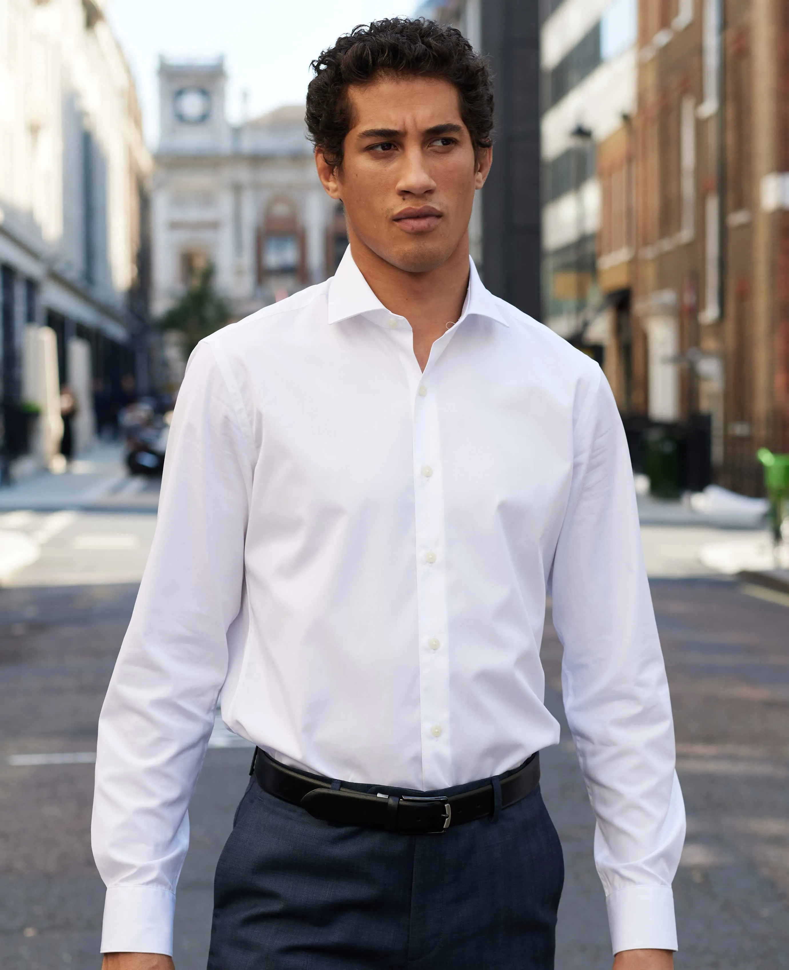 White Poplin Slim Fit Formal Shirt - Single Cuff