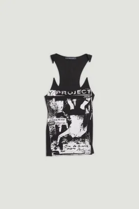 Y/PROJECT - ROCK BAND PRINT INVISIBLE STRAP TANK TOP