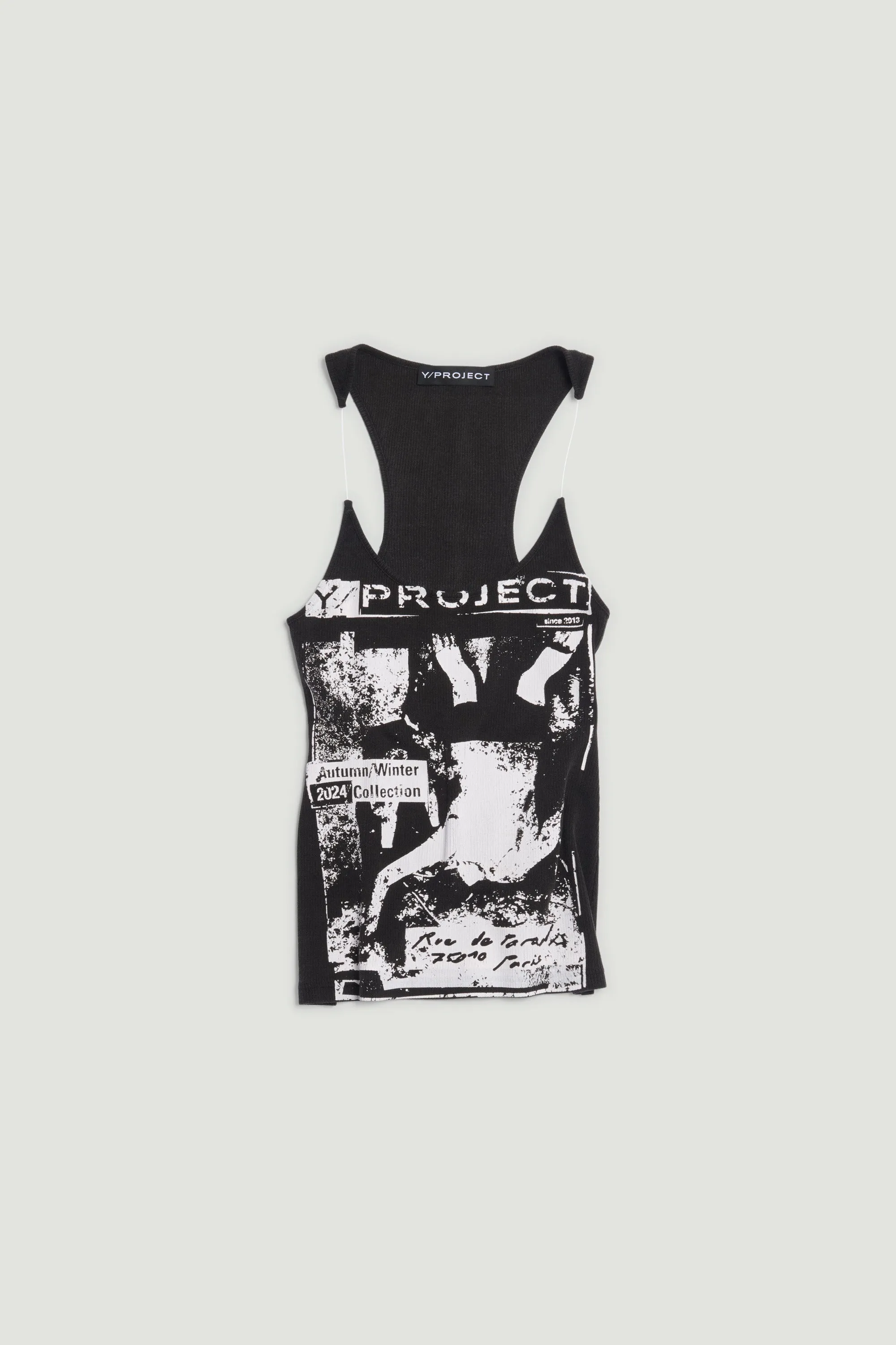 Y/PROJECT - ROCK BAND PRINT INVISIBLE STRAP TANK TOP